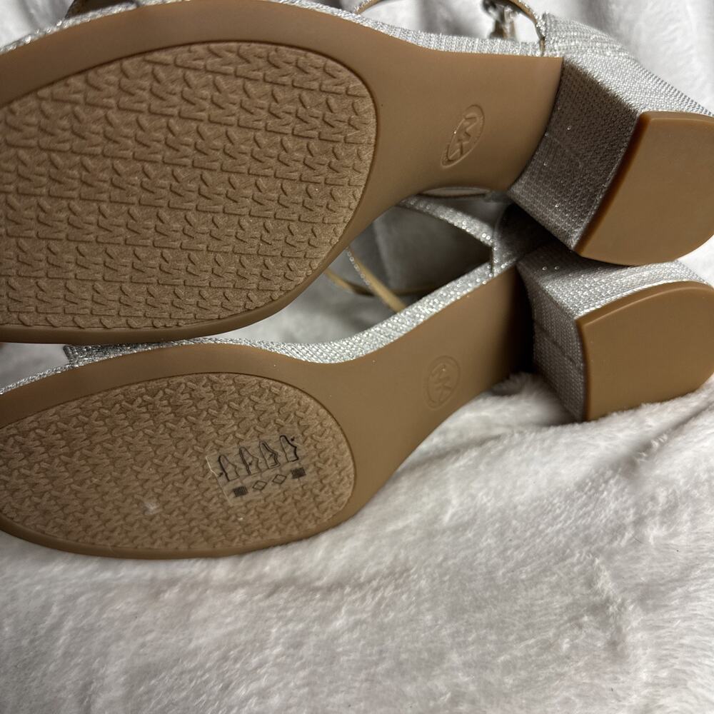 Michael Kors Serena Flex Sandal Silver Glitter Strappy Ankle Women's Size 11 NIB - Picture 8 of 8